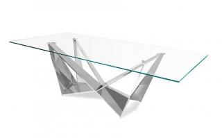 Nowoczesny stół szklany , srebrna podstawa 200x100x75 Klosen