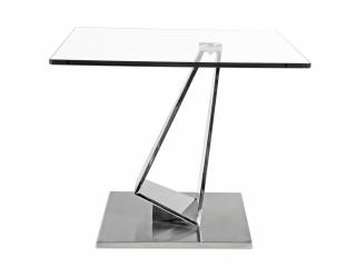 Nowoczesny stolik  szklany , srebrna podstawa 50 x 60 Klosen