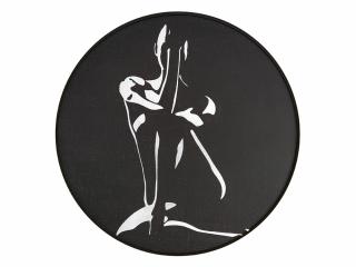 Obraz do salonu okrągły czarno biały AKT KOBIETA  Fi 90 cm