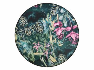 Obraz do salonu okrągły  ogród różowo zielony /  Fi 90 cm