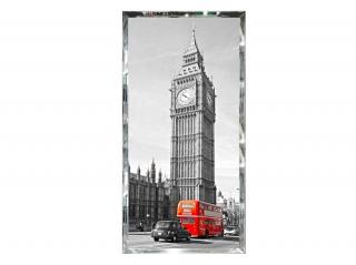 Obraz w lustrzanej ramie Big Ben / czerwony autobus 63x125