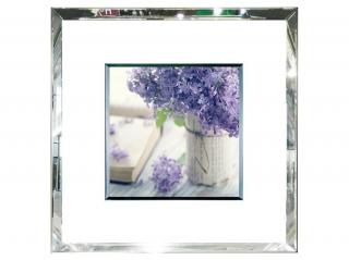 Obraz w lustrzanej ramie fioletowy bez   55 x 55