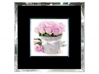 Obraz w lustrzanej ramie różowe róże   55 x 55