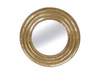 Okrągłe złote lustro w metalowej oprawie w kolorze mosiądz 81 x 81