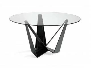 Okrągły , nowoczesny  stół szklany , czarna podstawa FI 150  Klosen