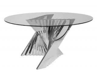 Okrągły , nowoczesny  stół szklany , srebrna podstawa FI 150  Cascado