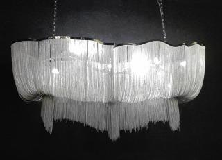 Srebrna lampa nad stół Glamour z łańcuszków szr. 160 cm  / ATLANTA LONG