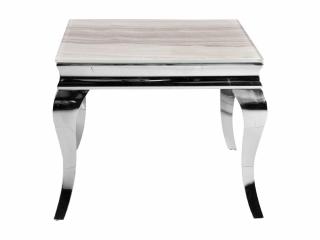 srebrny stolik kawowy glamour  z blatem marmurowy wzór  Estillo 60 x 60