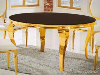 Stół okrągły czarno złoty Glamour Estillo 140 cm