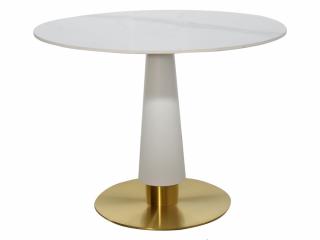 Stół okrągły Glamour z białym marmurowym blatem ze spieku FI 100 cm. Fioness