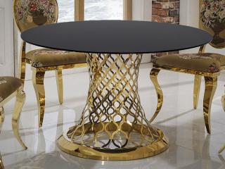 Stół okrągły złoty / czarny blat Oriental GLAMUR