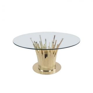 Stół okrągły złoty szklany Glmour  Fi 130 cm / Okktawio