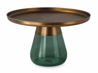 Stolik kawowy szklany Zielony / miedziane złoto   60/42 cm Denis