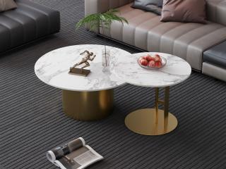 Stolik kawowy złoty Glamour marmurowy spiek / zestaw 2 szt Modig M53 / -8% z kodem WIOSNA25