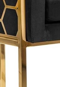 Złote  krzesło glamor wzór plaster miodu  / czarny welur Anton