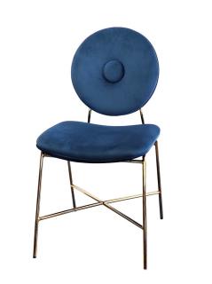 Złote krzesło Glamour Rossario / niebieski aksamit