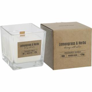 Bispol świeca z drewnianym knotem Lemongrass  Herbs zapachowa