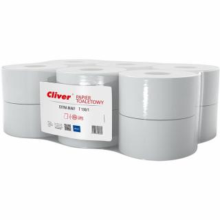 Cliver T130/1 papier toaletowy jednowarstwowy biały 130m 12 rolek Makulatura