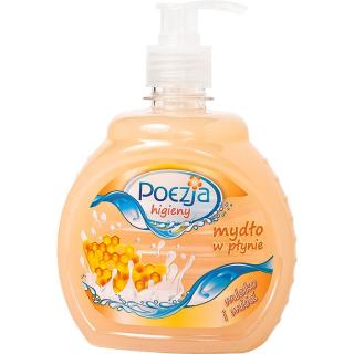 Poezja mydło w płynie dozownik mleko, miód 500ml