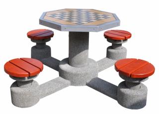 Betonowy stół do gry w szachy ośmiokątny