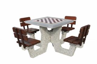 Betonowy stół do gry w szachy z oparciem 2