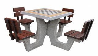Betonowy stół do gry w szachy z oparciem