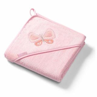 BABYONO Okrycie kąpielowe z kapturem gruby ręcznik bambusowy 100x100cm różowe