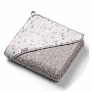 BABYONO Okrycie kąpielowe z kapturem gruby ręcznik frotte 100x100cm szare