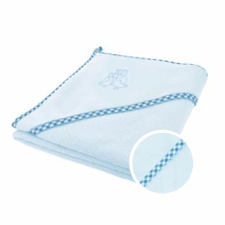 BOCIOLAND Okrycie kąpielowe z kapturkiem, ręcznik dla dzieci 100% bawełna niebieskie
