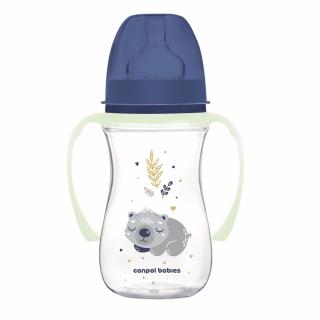 CANPOL Butelka antykolkowa ze świecącymi uchwytami Easystart Sleepy Koala 240ml niebieska