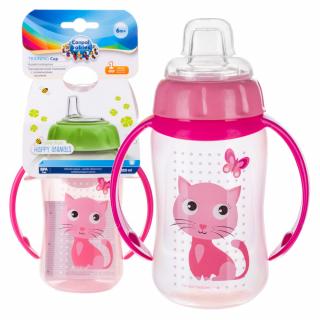 CANPOL Kubek treningowy z silikonowym ustnikiem cute animals kotek 320ml