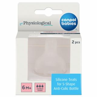 CANPOL Smoczek silikonowy do butelki S-shape rozmiar L ŚREDNI 2 sztuki