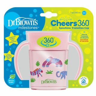 DR. BROWN'S Kubek niekapek picie jak ze szklanki różowy 200ml