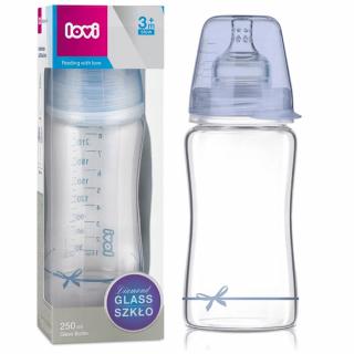 LOVI Butelka antykolkowa do karmienia szklana DIAMOND GLASS 250ml 3m+ Baby Shower Boy