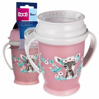 LOVI Kubek niekapek 360° Drink Master z uchwytami 250ml 9m+ WILD SOUL RÓŻOWY
