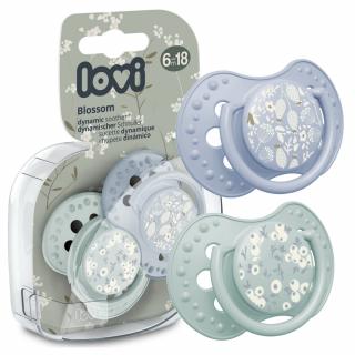 LOVI Smoczek uspokajający dynamiczny BLOSSOM BLUE 6-18m 2 sztuki