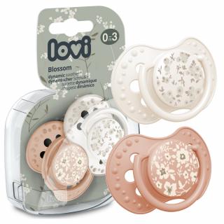 LOVI Smoczek uspokajający dynamiczny BLOSSOM IVORY 0-3m 2 sztuki