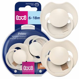 LOVI Smoczek uspokajający dynamiczny PRIME 6-18m Coconut/Ivory 2 SZTUKI