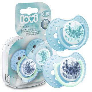 LOVI Smoczek uspokajający dynamiczny TIE DYE BLUE 6-18m 2 sztuki
