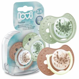LOVI Smoczek uspokajający dynamiczny TIE DYE GREEN 3-6m 2 sztuki