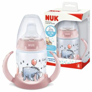 NUK Butelka, kubek niekapek z uchwytami i czujnikiem ciepła 150ml kubuś puchatek różowa