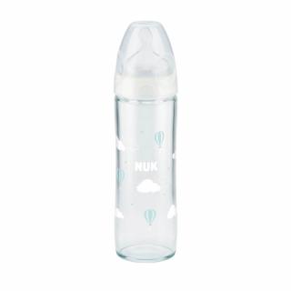 NUK Classic Butelka do karmienia szklana 240ml + smoczek 0-6m kolor biały