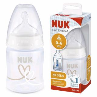 NUK FC+  Butelka antykolkowa z czujnikiem 150ml + smoczek 0-6m BIAŁA