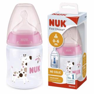 NUK FC+  Butelka antykolkowa z czujnikiem 150ml + smoczek 0-6m RÓŻOWA