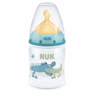 NUK FC+  Butelka antykolkowa z czujnikiem 150ml + smoczek lateksowy 0-6m NIEBIESKA