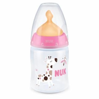 NUK FC+  Butelka antykolkowa z czujnikiem 150ml + smoczek lateksowy 0-6m RÓŻOWA