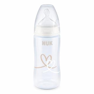 NUK FC+  Butelka antykolkowa z czujnikiem 300ml + smoczek 0-6m BIAŁE SERCE