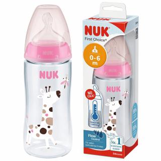 NUK FC+  Butelka antykolkowa z czujnikiem 300ml + smoczek 0-6m ŻYRAFA