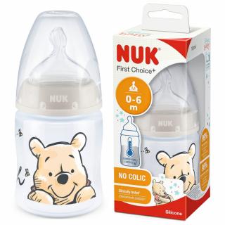 NUK FC+ Butelka antykolkowa z czujnikiem ciepła 150ml 0m+ Kubuś Puchatek Szara Kubuś