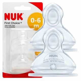 NUK FC+ Smoczek silikonowy do butelki first choice 0-6 m-cy rozmiar S 2-pak
